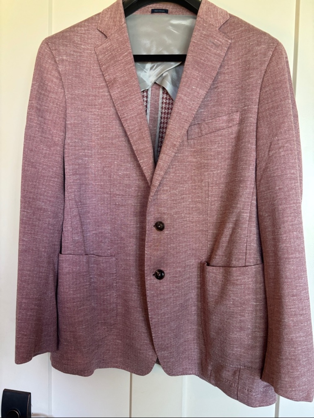 Peter Millar Mauve-Pink Two-Button Textured Blazer